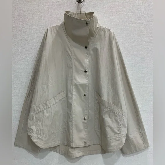 Toteme Oversized Cream High-Neck Bomber Jacket - Picture 2 of 8